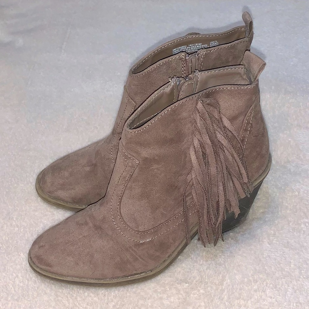 Suede fringe booties